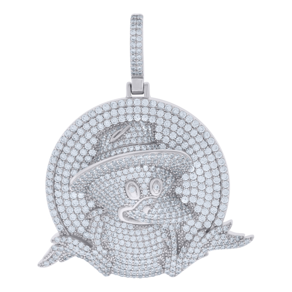 925 Sterling Silver Mens Cubic-Zirconia Fashion Charm Pendant